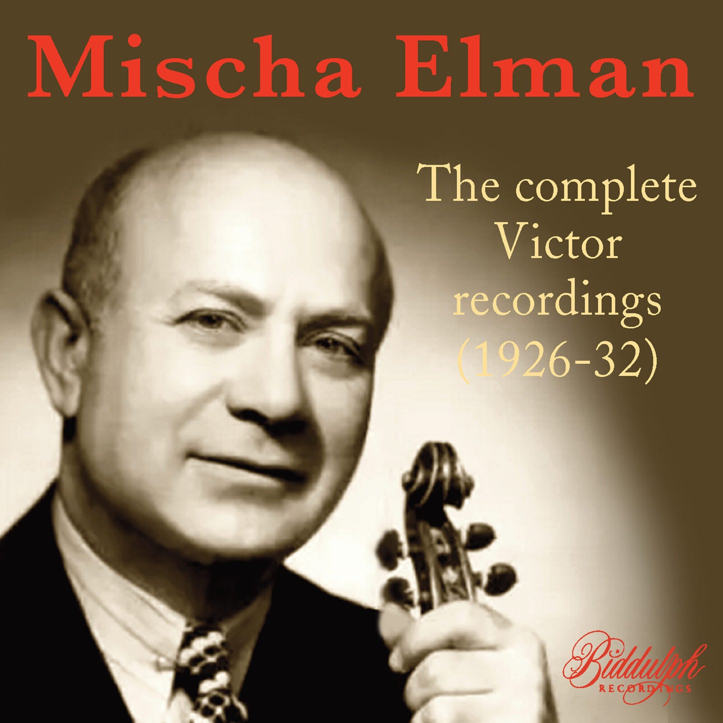 CD cover featuring violinist Mischa Elman’s portrait and a violin.
