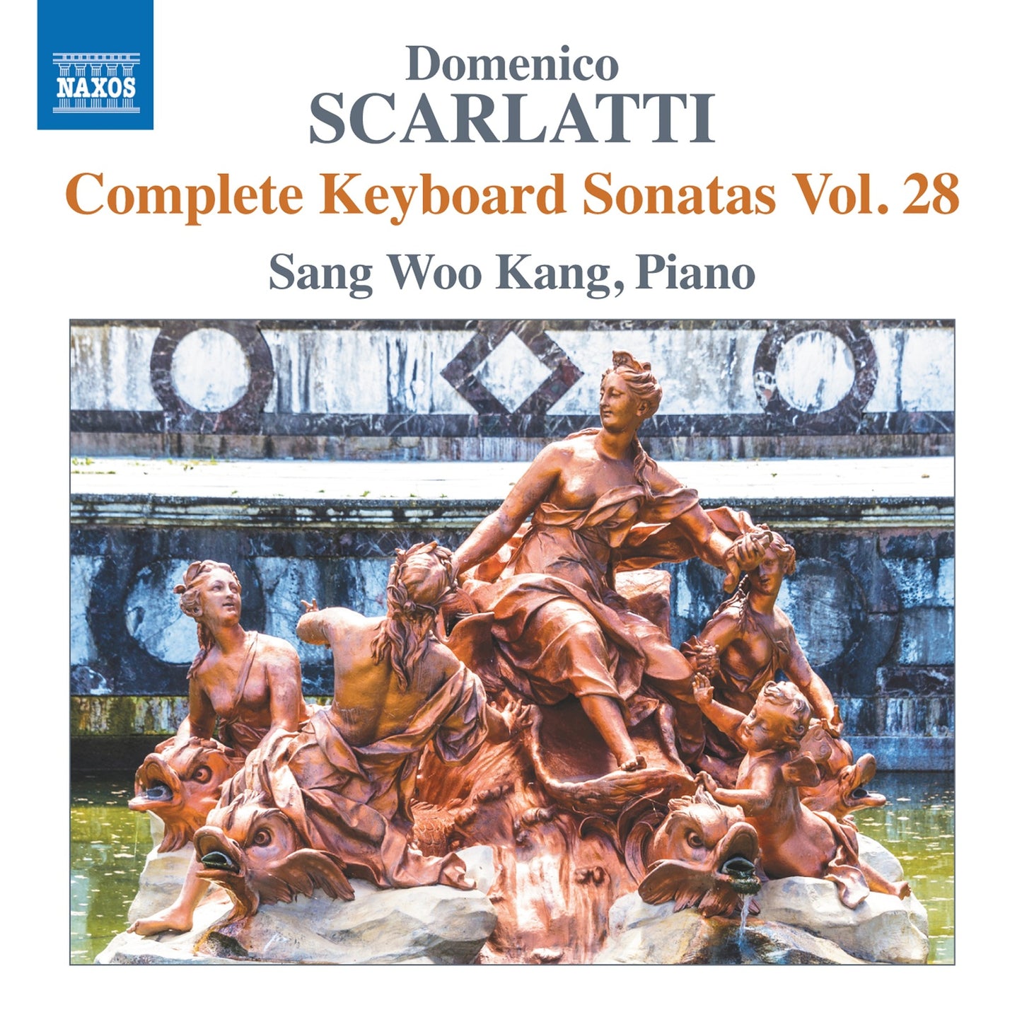 CD cover for Scarlatti keyboard sonatas, featuring a baroque fountain sculpture.