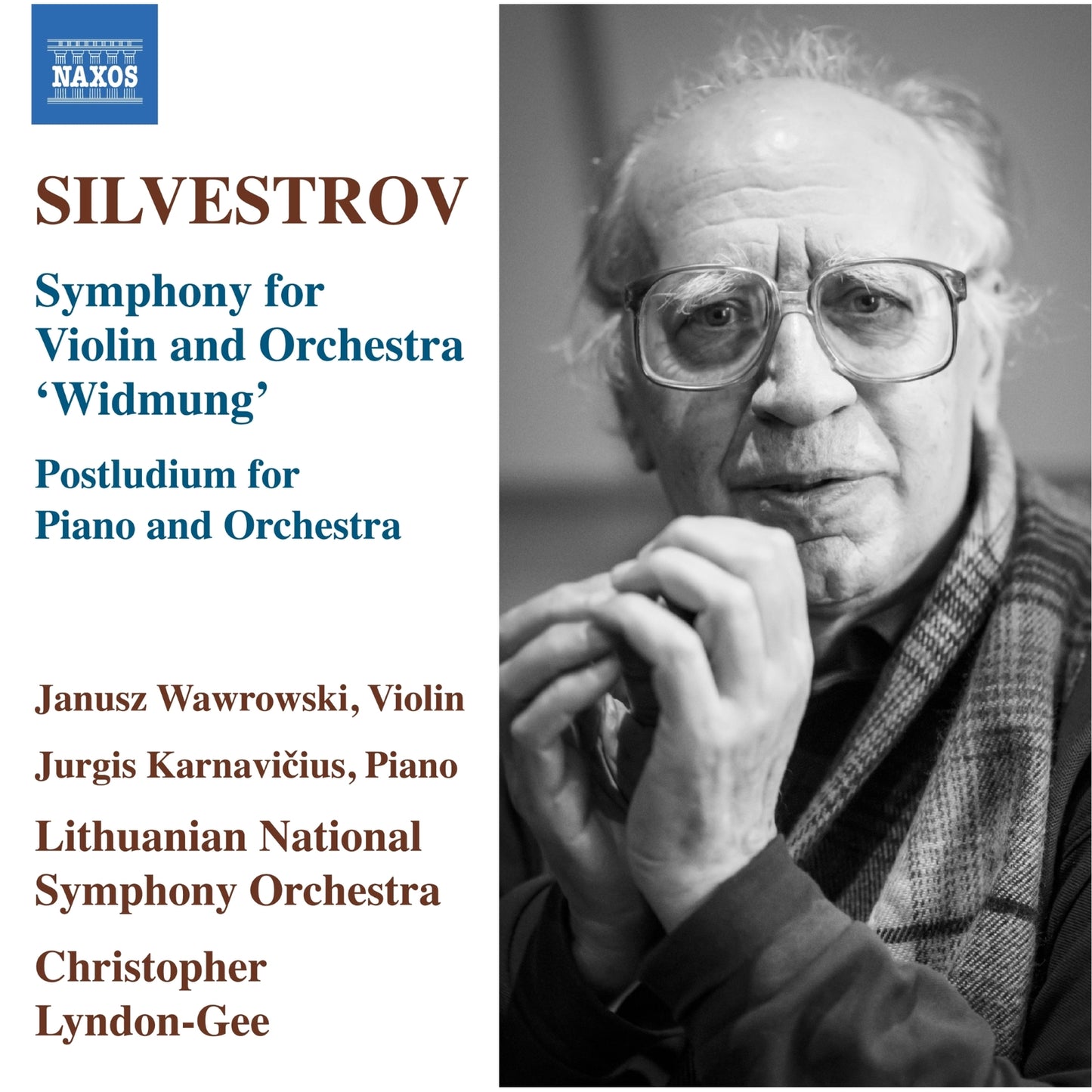 CD cover featuring a portrait of composer Valentin Silvestrov and text details.