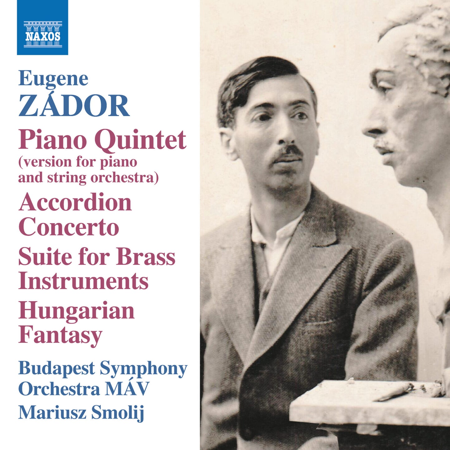 CD cover featuring a black and white portrait of composer Eugene Zádor.