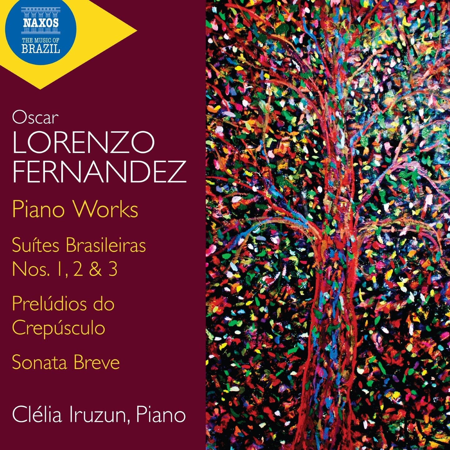 CD cover for "Lorenzo Fernandez - Piano Works" featuring abstract art.