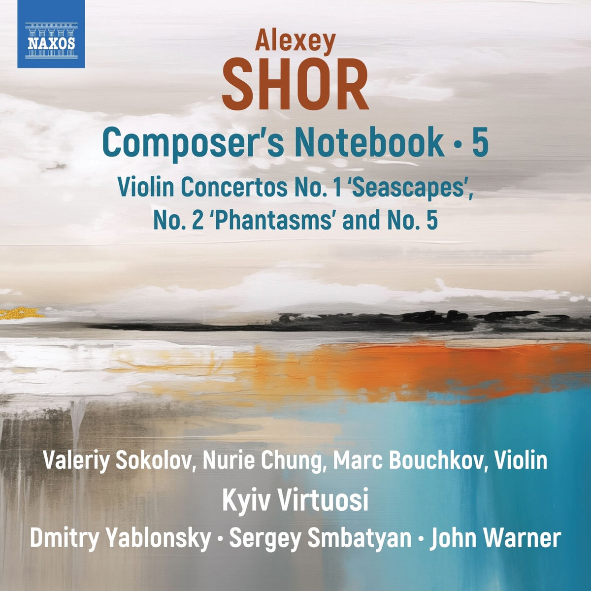 CD cover for "Shor - Composer's Notebook 5" with abstract seascape painting.