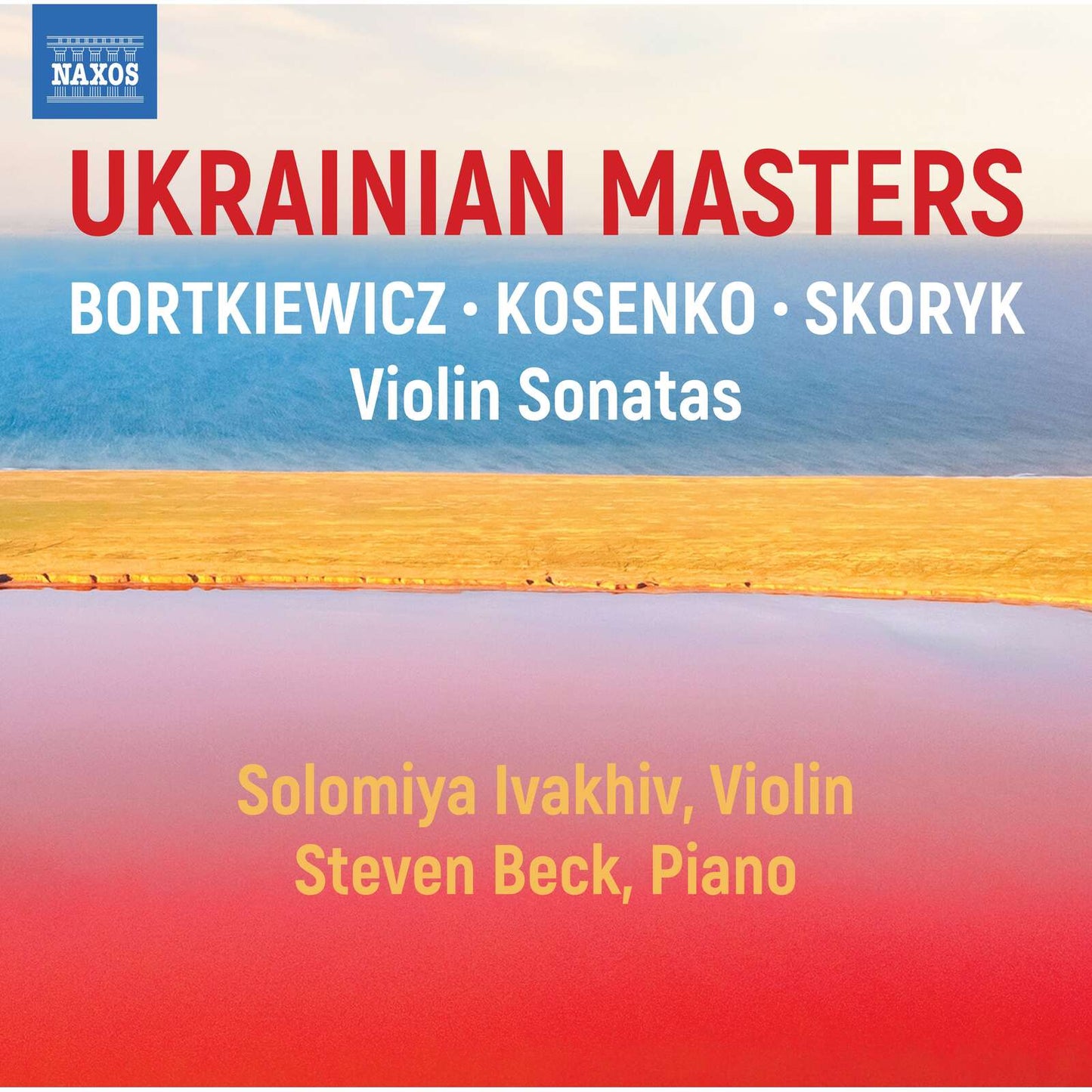 CD cover for “Ukrainian Masters” featuring violin sonatas by Bortkiewicz, Kosenko, and Skoryk.