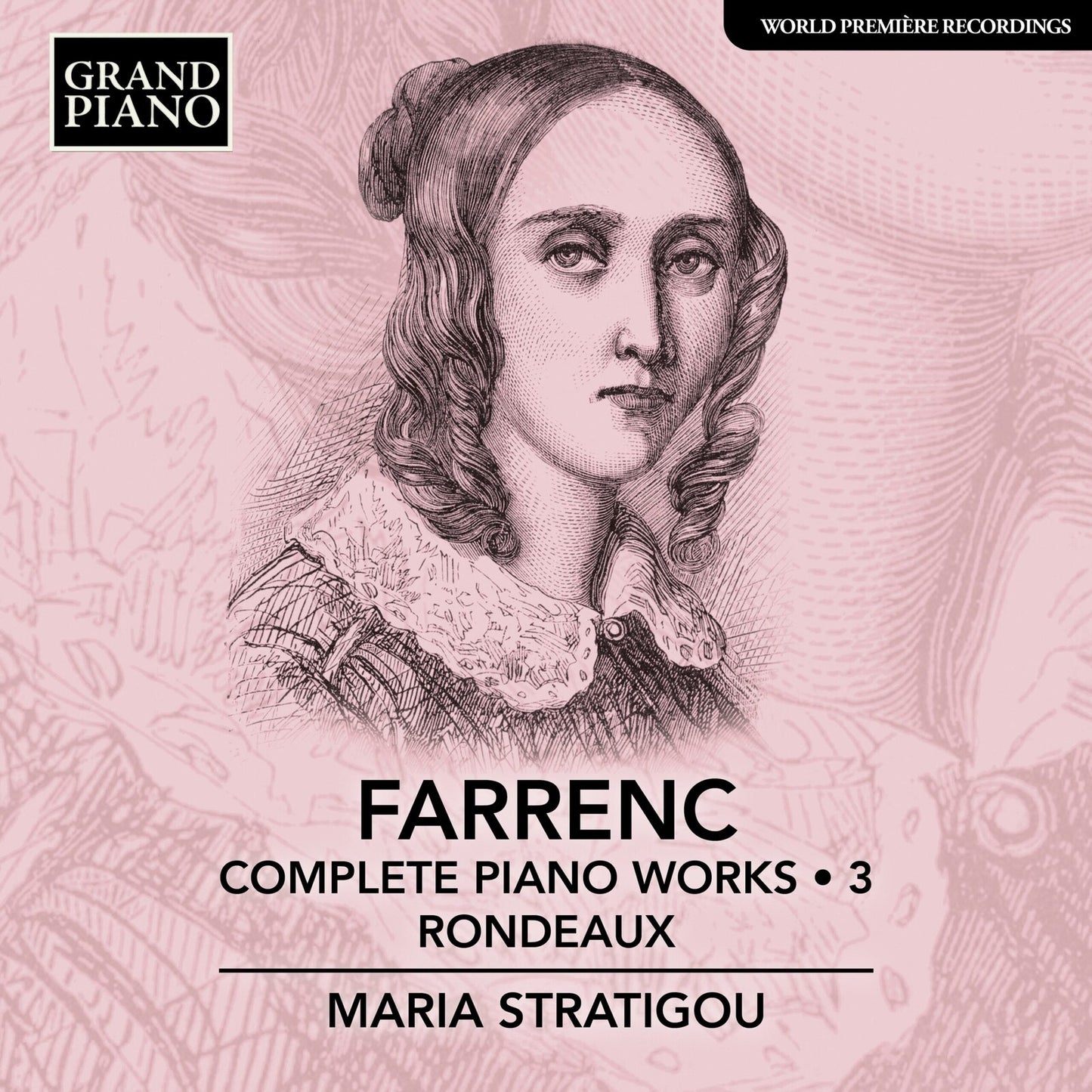 CD cover featuring a sketched portrait of Louise Farrenc and text details.