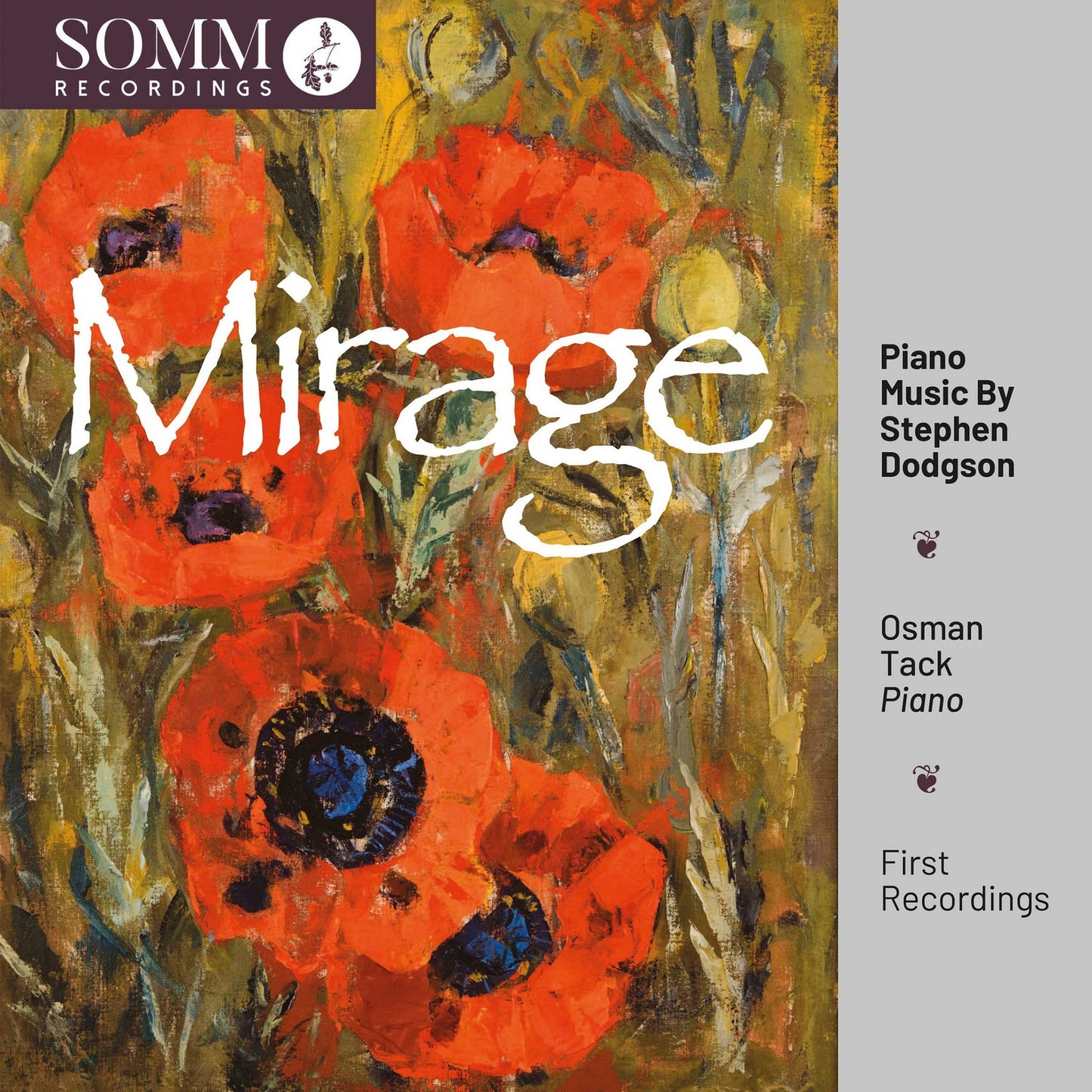 CD cover for “Mirage” by Osman Tack and Stephen Dodgson, featuring poppies.