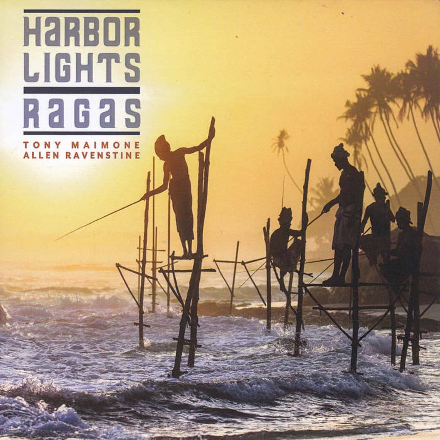 CD cover: fishermen on stilts in a tropical seascape, text overlay.