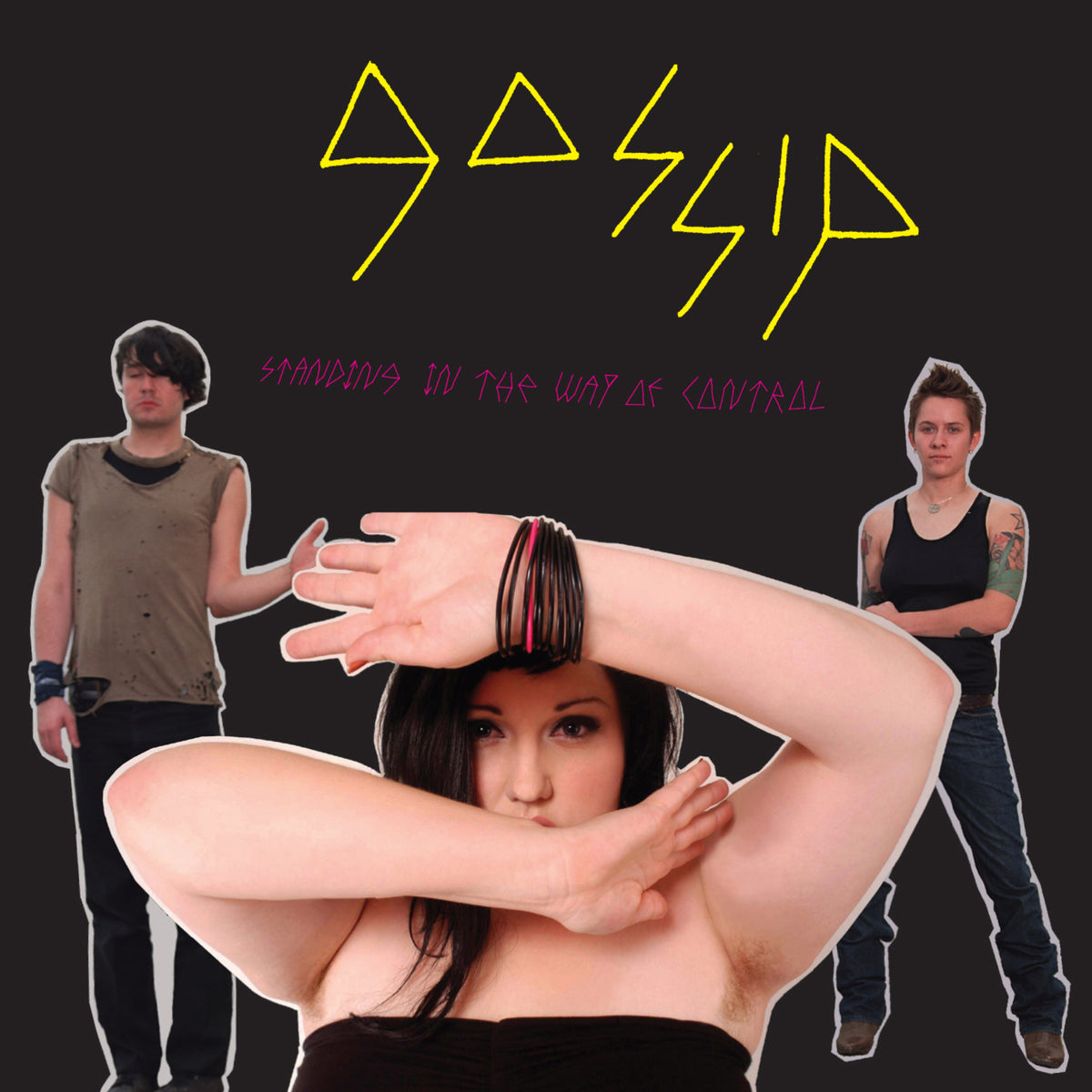 Album cover for Gossip’s “Standing In The Way Of Control” featuring three people.