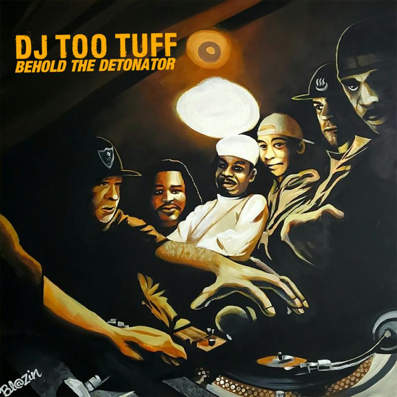 Album cover for "Behold The Detonator" featuring illustrated figures and turntables.