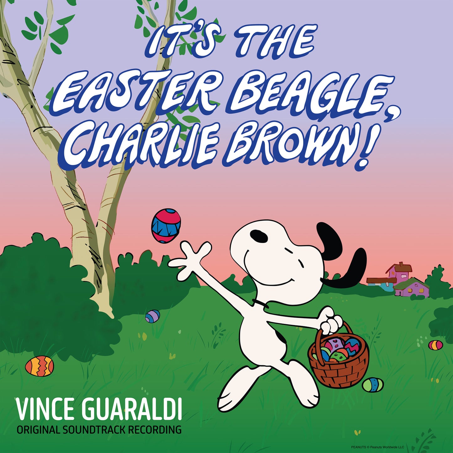 Snoopy with Easter basket and eggs, album cover art.