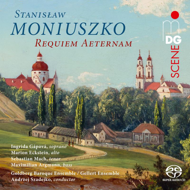 CD cover for Moniuszko’s Requiem Aeternam featuring a painted church landscape.