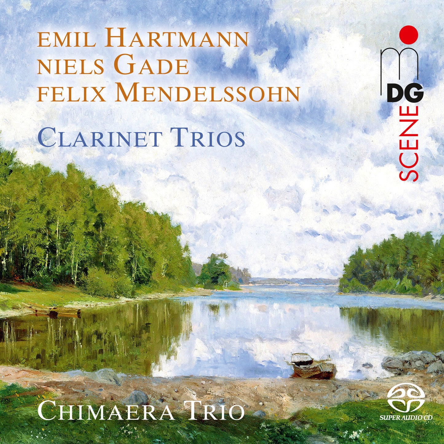 CD cover with landscape painting, composers’ names, and “Chimaera Trio” title.