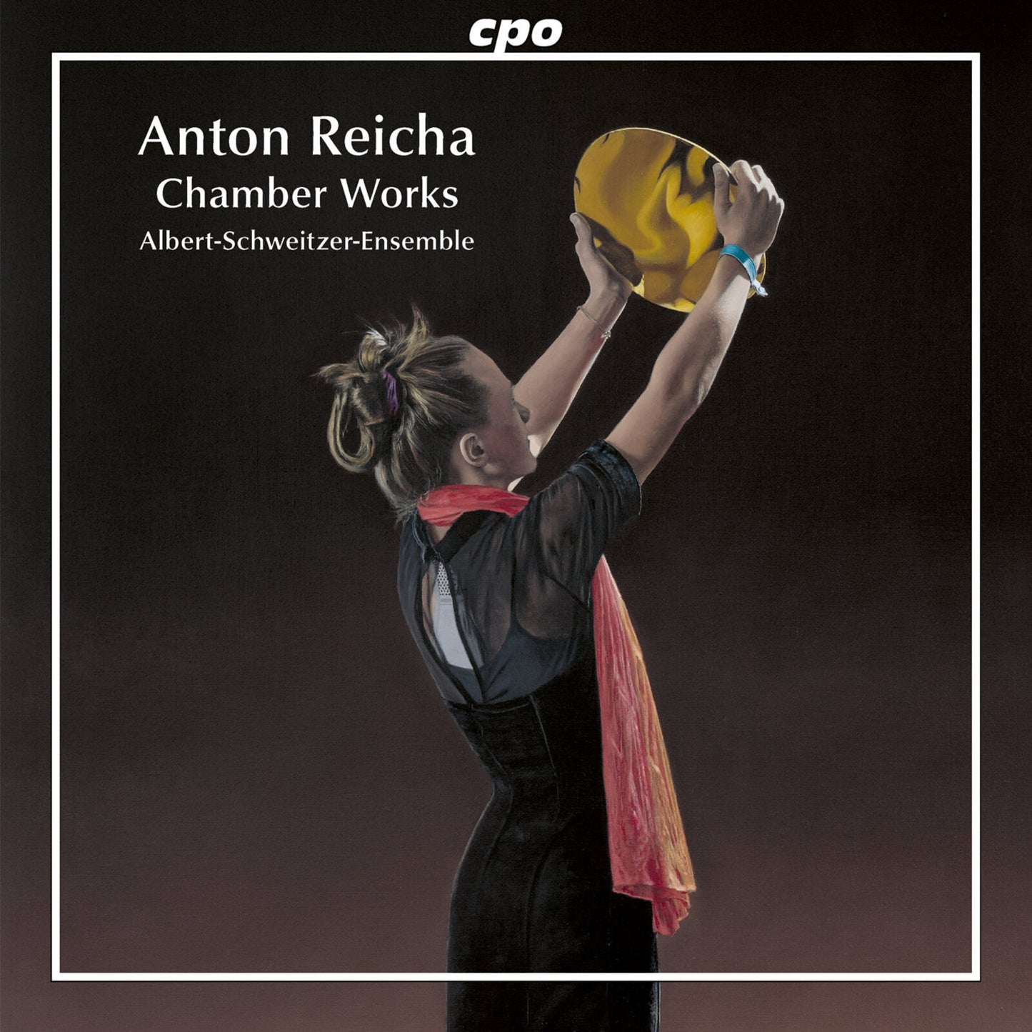 CD cover: woman raising a golden, bowl-shaped instrument overhead.