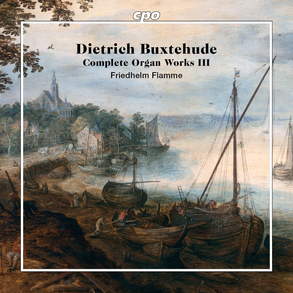 CD cover: painting of boats and a town, text “Dietrich Buxtehude”.