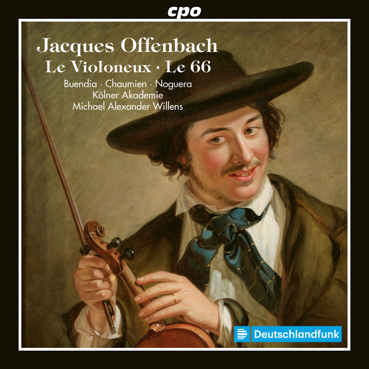 CD cover: portrait of a man with a violin, text details composers and performers.