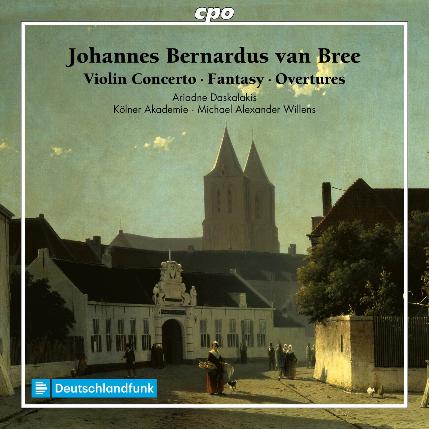 CD cover: painting of a European town with a church steeple.