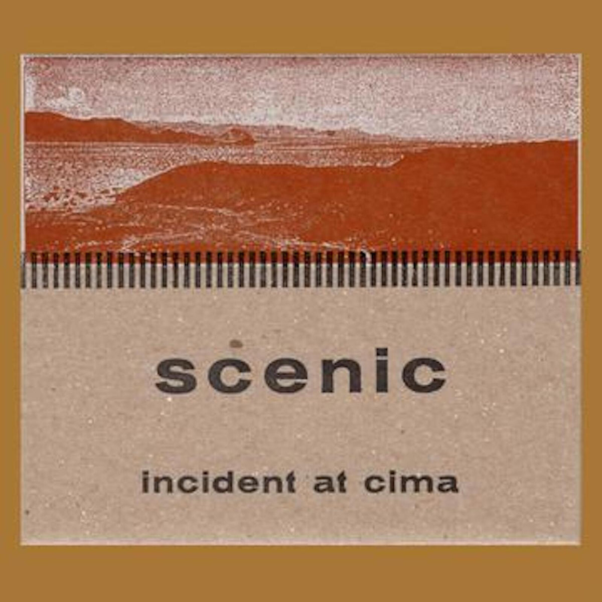 Album cover for Scenic’s “Incident At Cima” with desert landscape.
