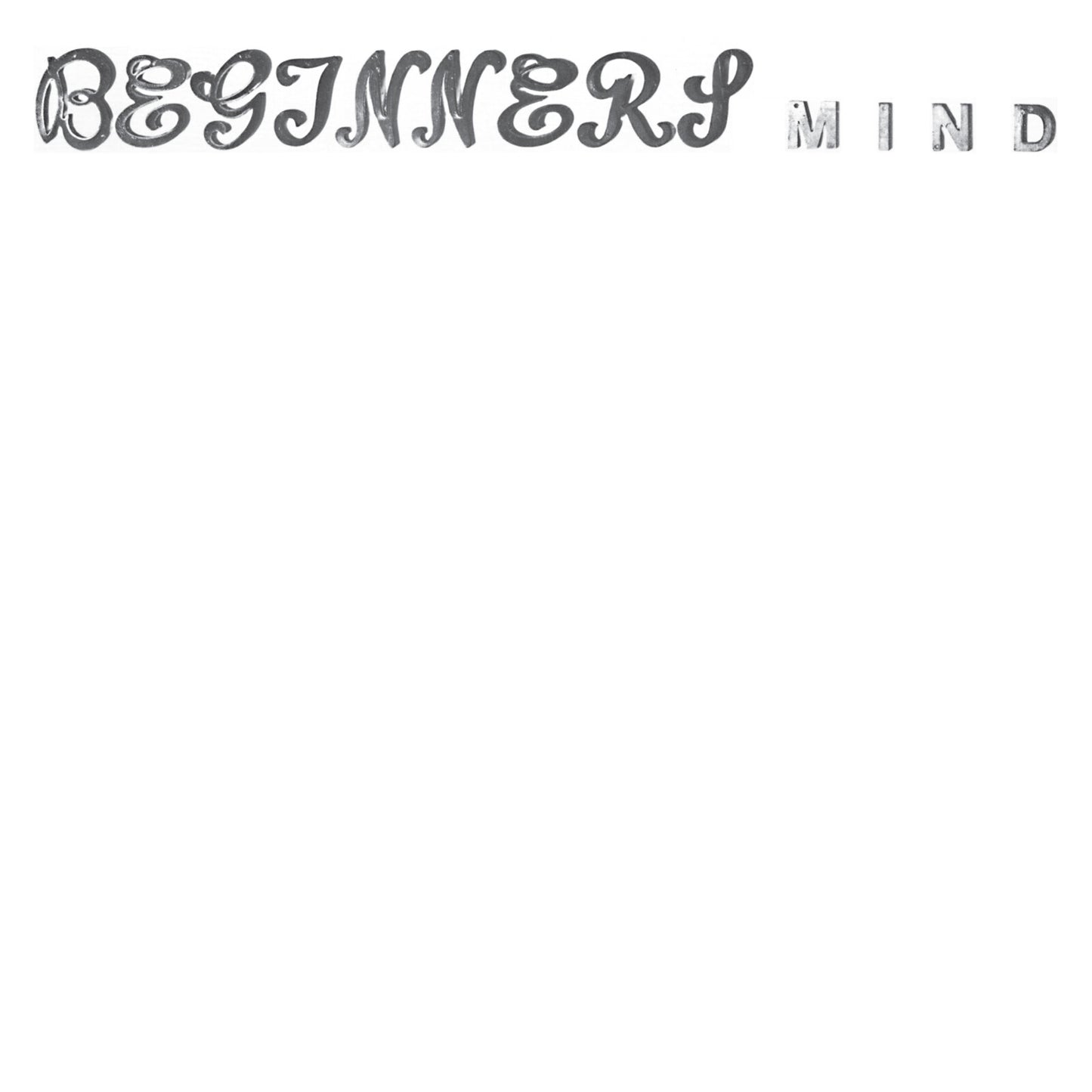 CD cover with ornate black text reading “Beginner’s Mind” on white.