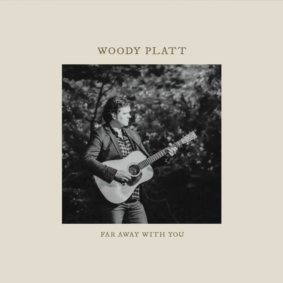 Woody Platt album cover: man with guitar in a forest.