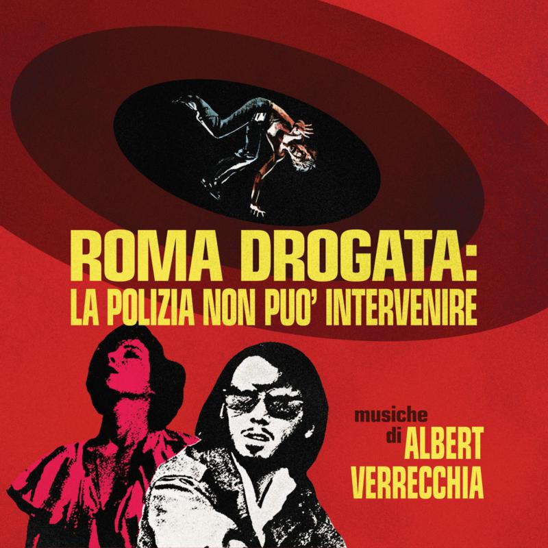 Vinyl album cover for "Roma Drogata" by Albert Verrecchia, featuring figures and text.