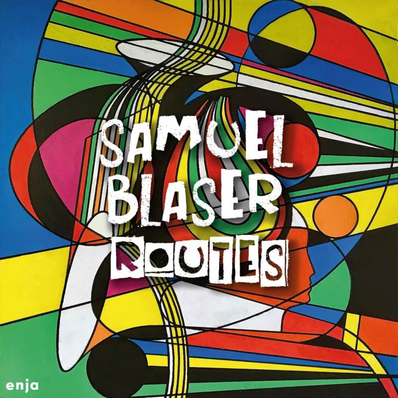 Album cover for Samuel Blaser’s “Routes” with abstract geometric design.