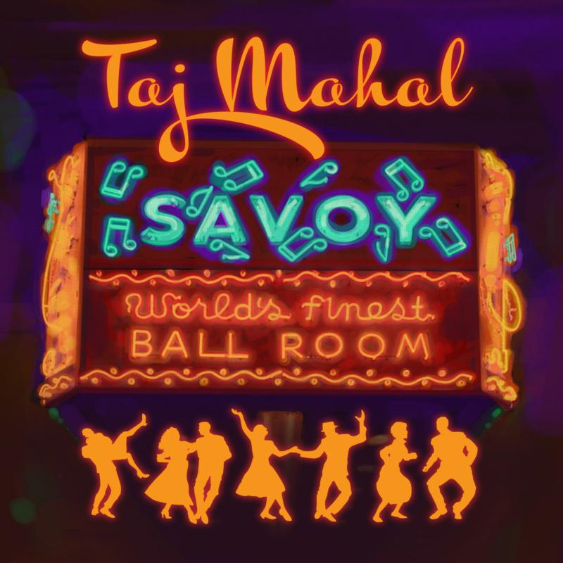 Neon sign reading "Taj Mahal - Savoy" above dancing silhouettes.