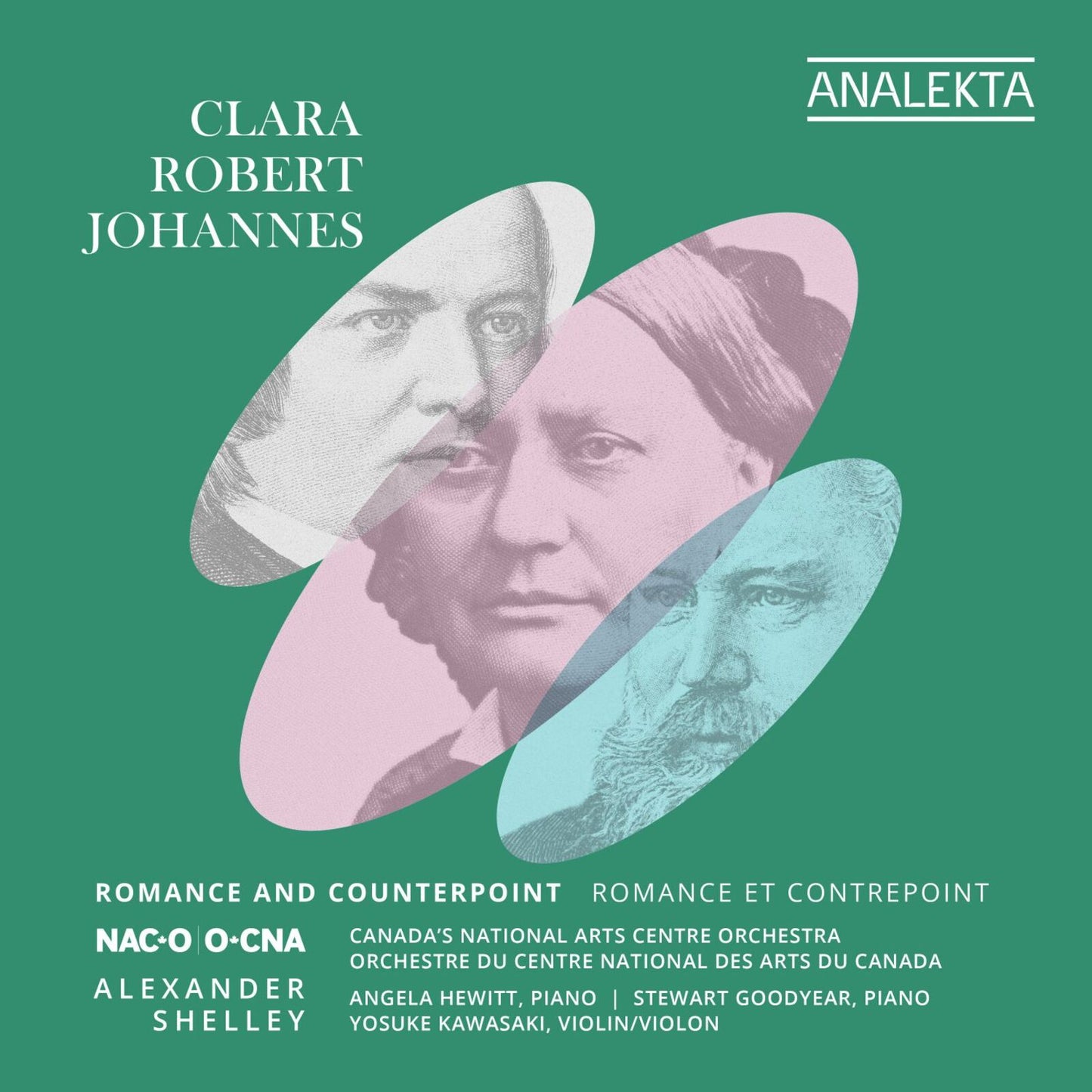 CD cover for "Clara / Robert / Johannes" featuring portrait and abstract art.