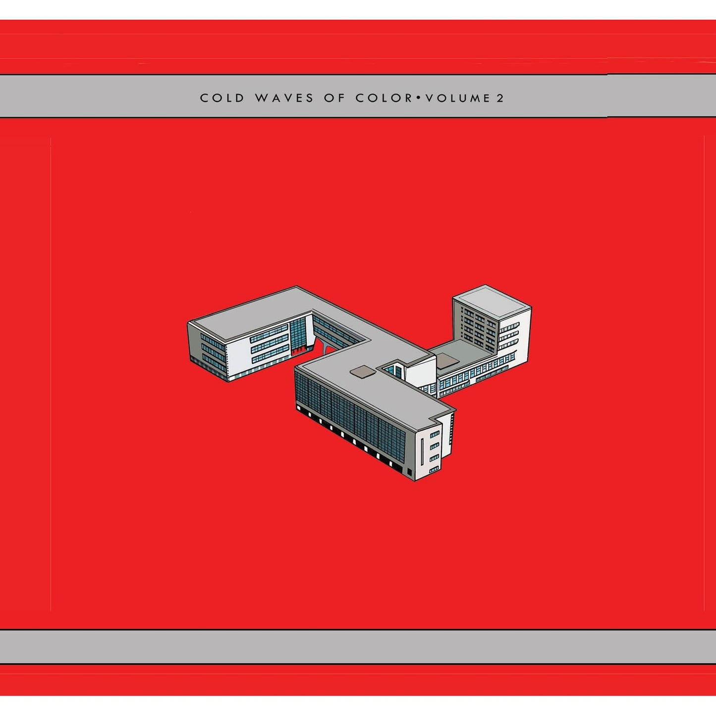 CD cover: red background with isometric illustration of buildings.