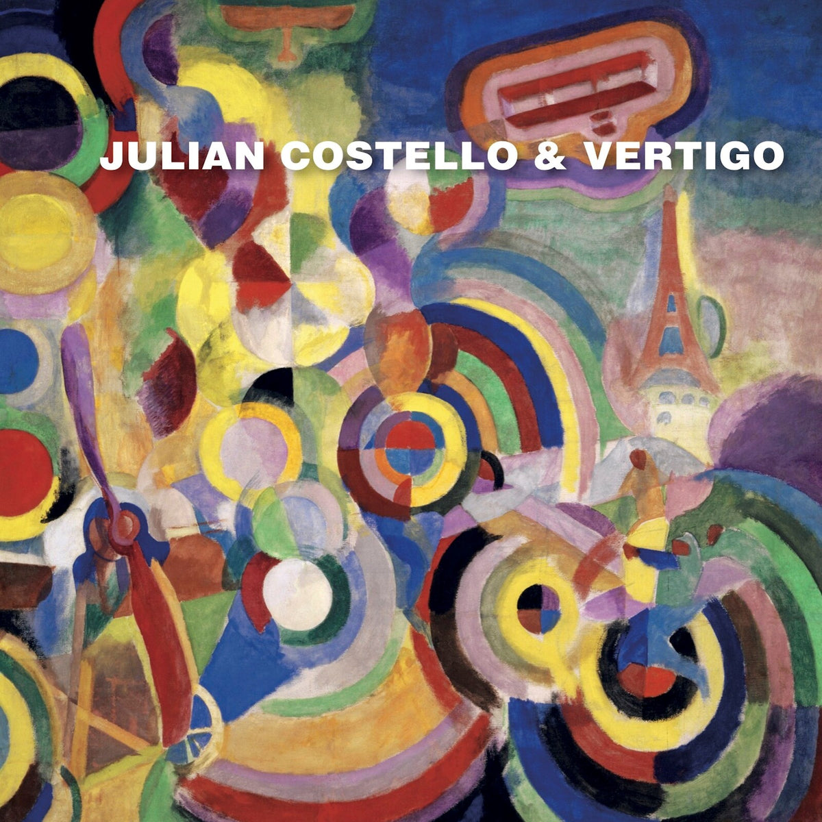 CD cover for Julian Costello & Vertigo, abstract swirling colors.
