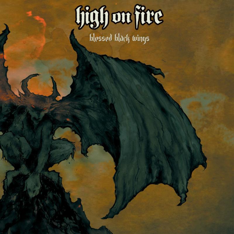 Album cover for High On Fire’s “Blessed Black Wings” featuring a dark dragon.