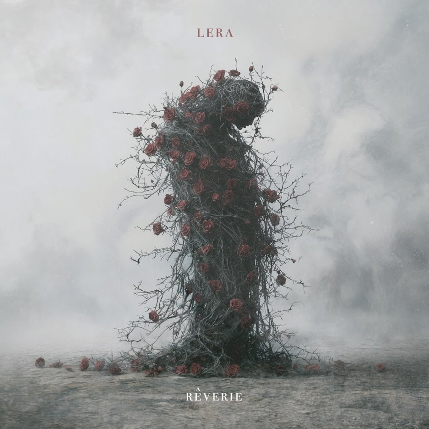 Album cover: a figure entwined with roses and thorny branches.
