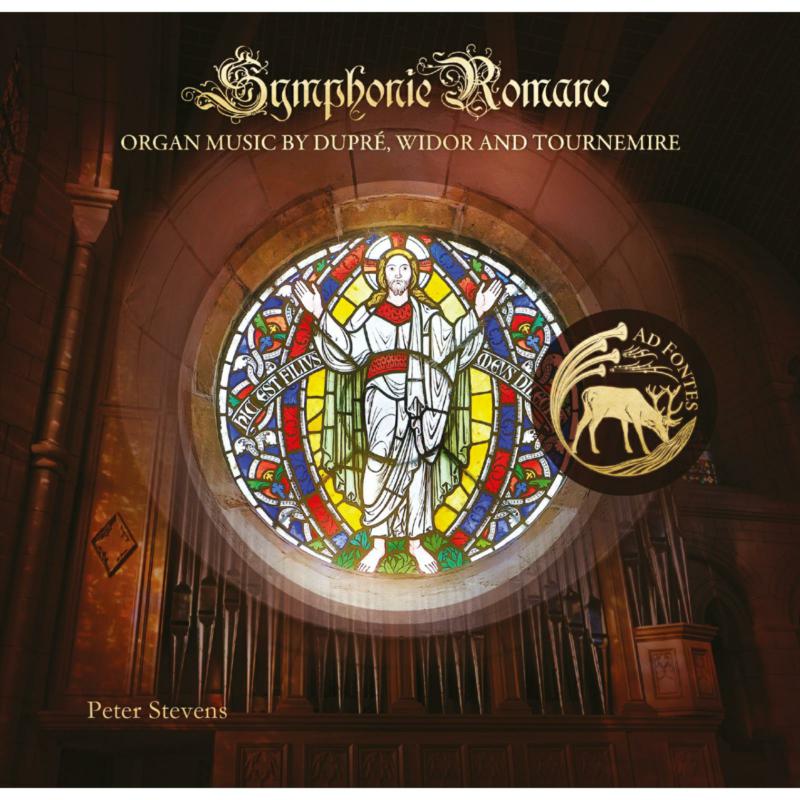 CD cover featuring a stained-glass window of Christ and organ pipes.