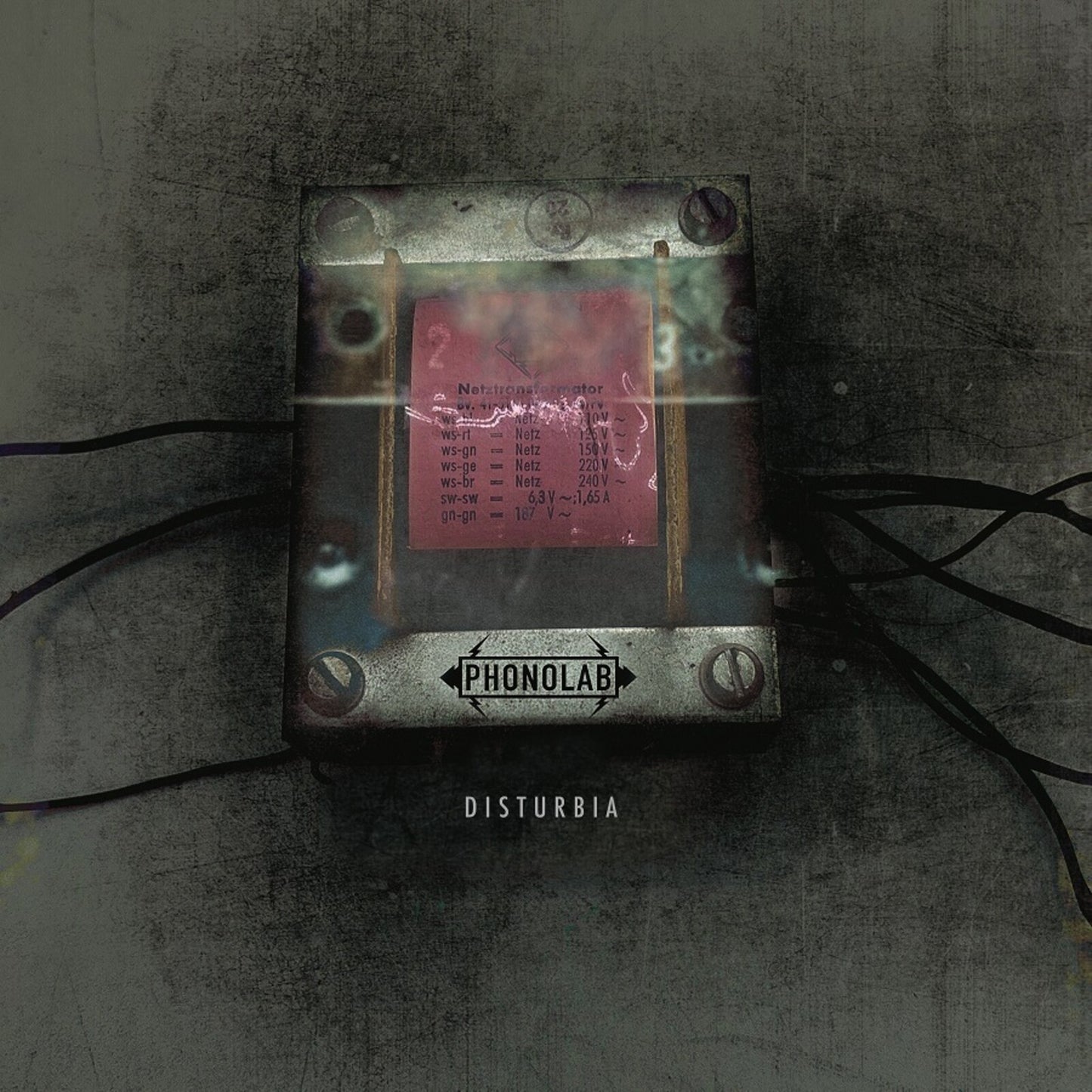 Phonolab "Disturbia" vinyl record cover with electrical box imagery.