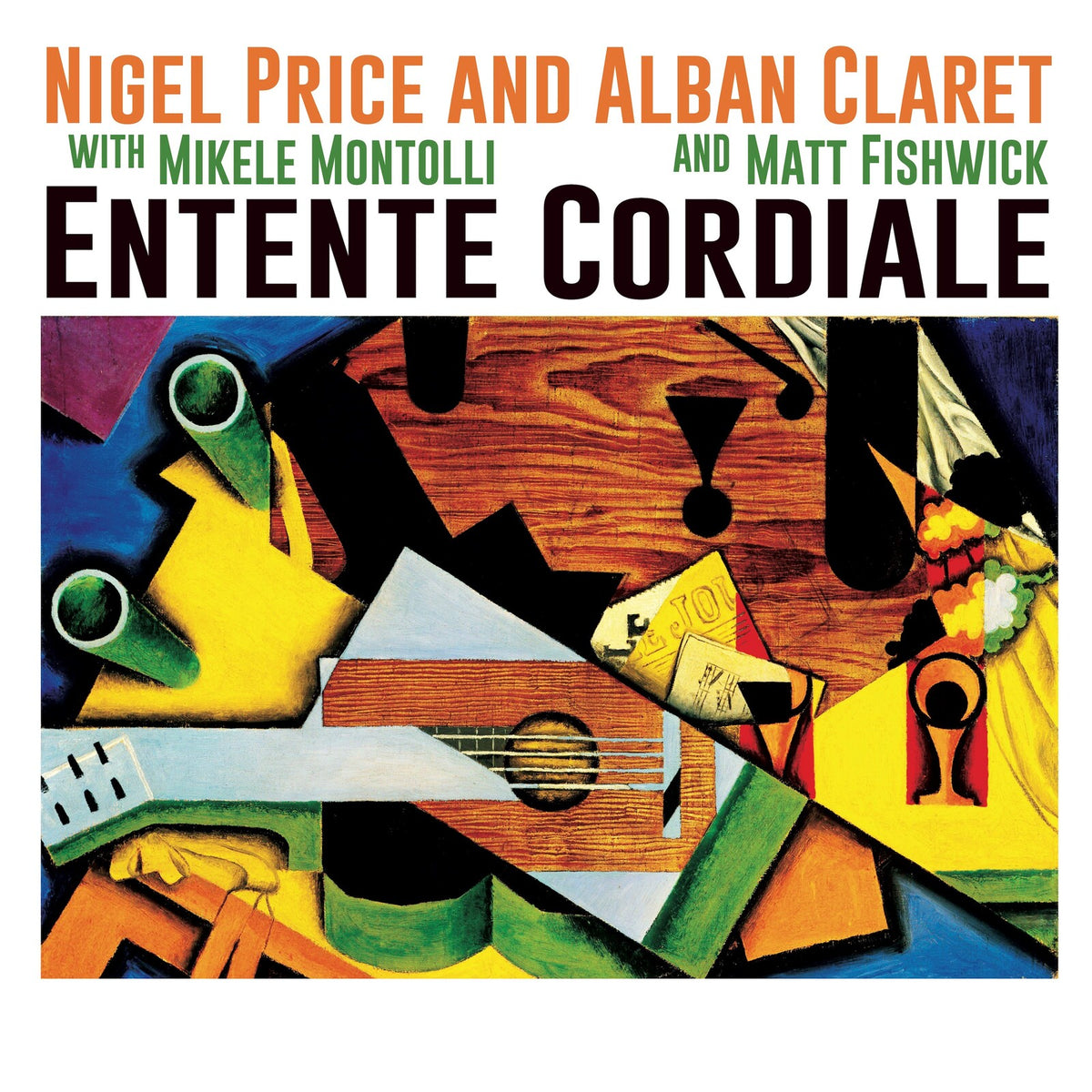 CD cover for "Entente Cordiale" by Nigel Price & Alban Claret, abstract art.