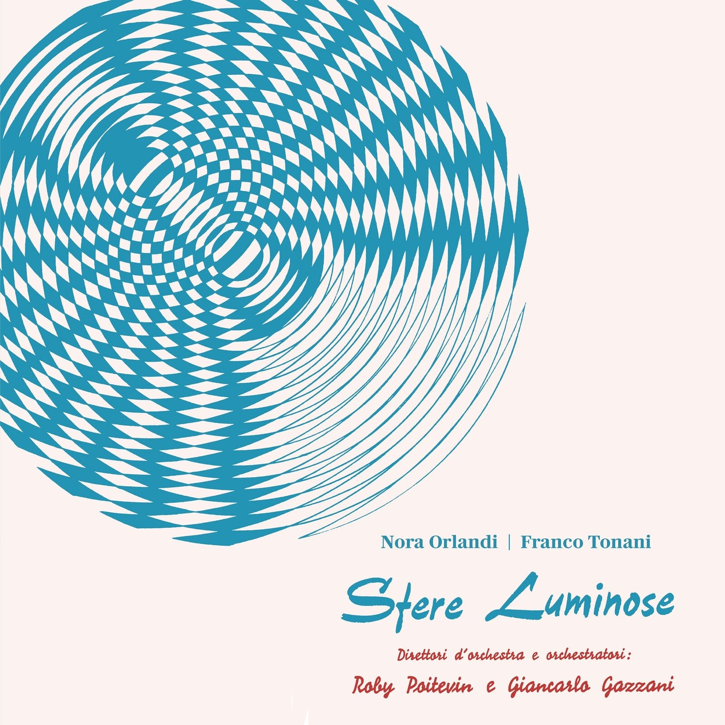 Vinyl record cover with swirling blue and white abstract design.
