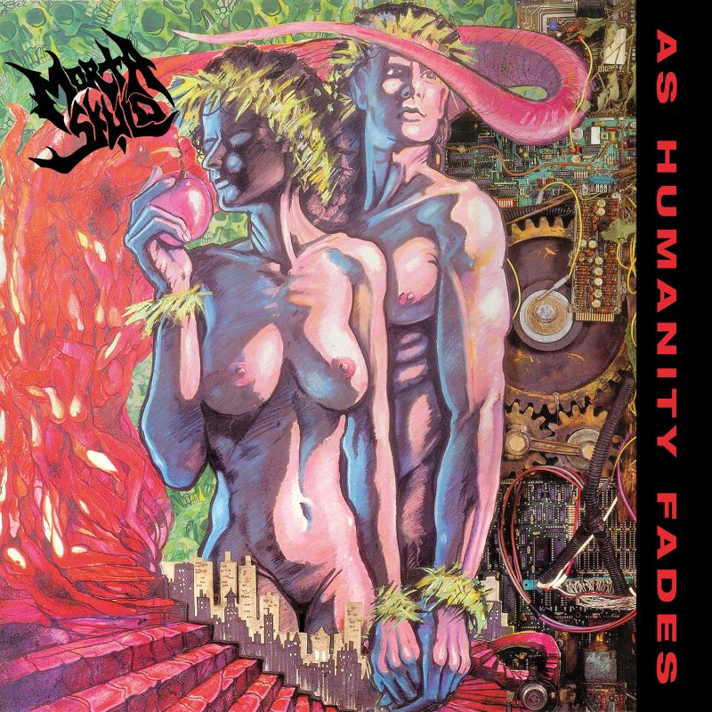 CD cover: surreal, colorful painting of a blue-skinned figure amidst ruins.