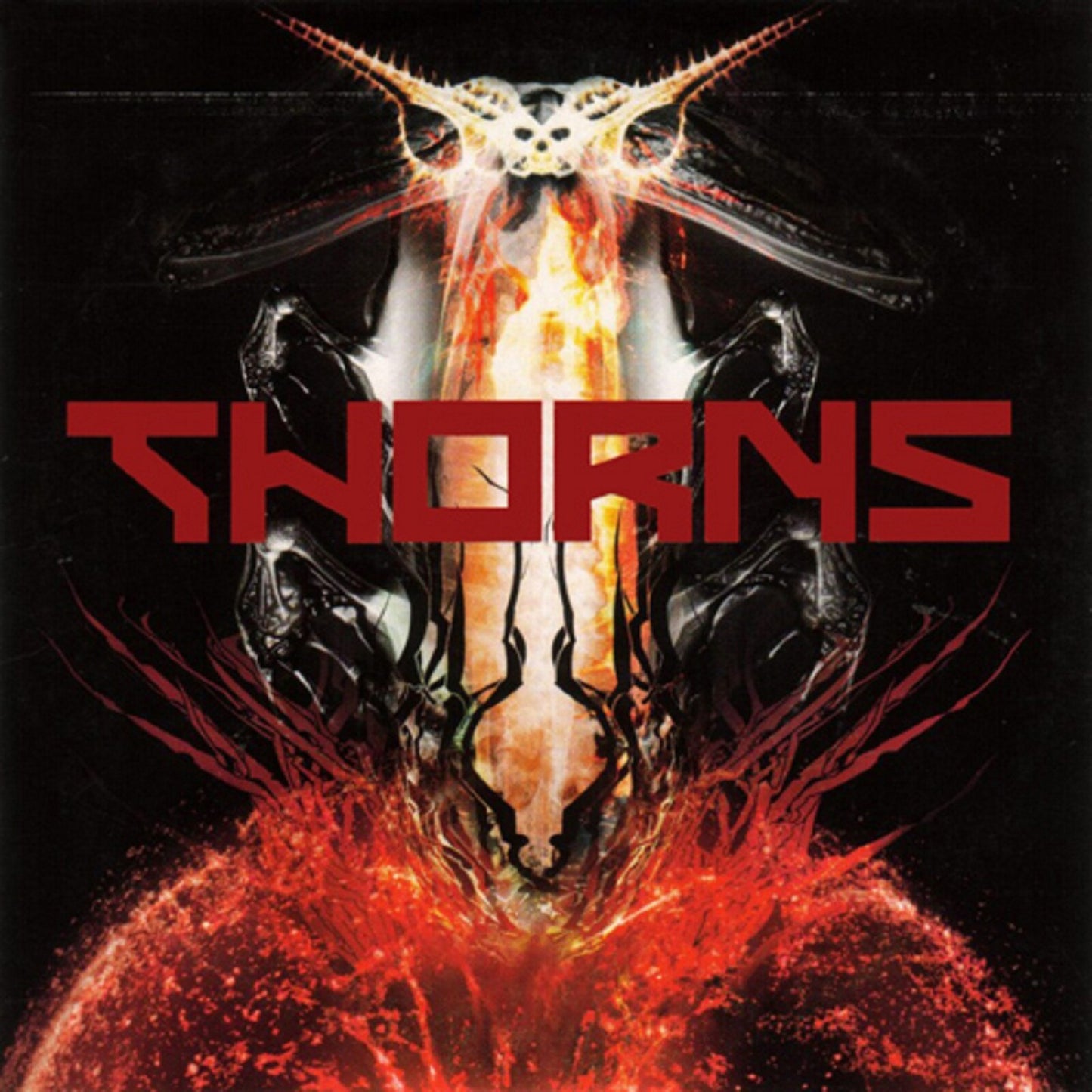 Album cover featuring a stylized insect-like creature with red text reading THORNS.