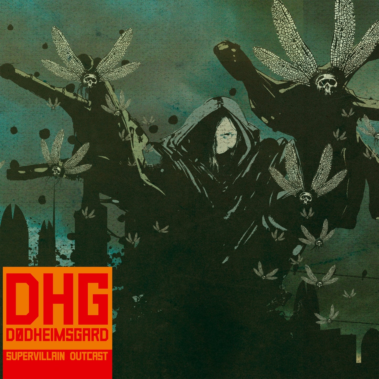 CD cover: hooded figure with skeletal bats against a textured, dark background.