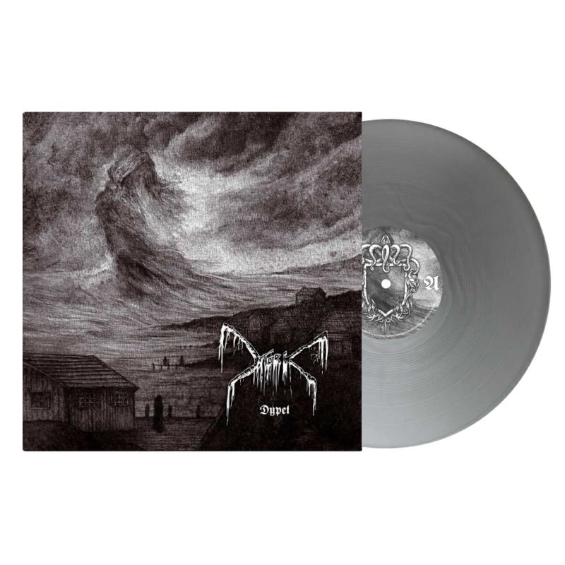 Vinyl record with dark, sketched landscape cover and grey disc.