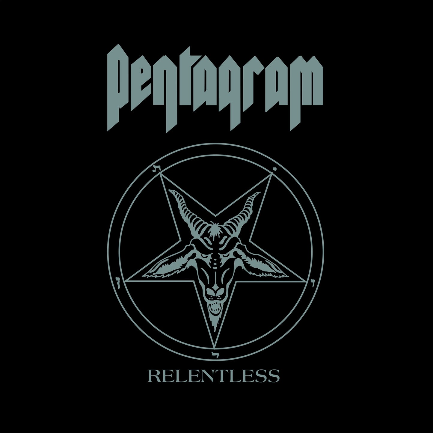 Pentagram album cover: a goat’s head within a silver pentagram on black.