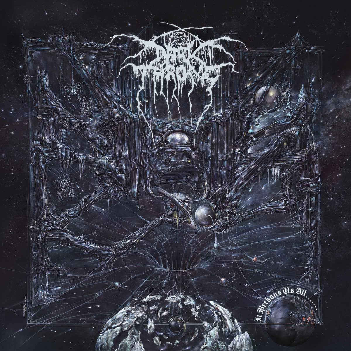 Darkthrone album cover: detailed, dark fantasy illustration with skeletal figures.
