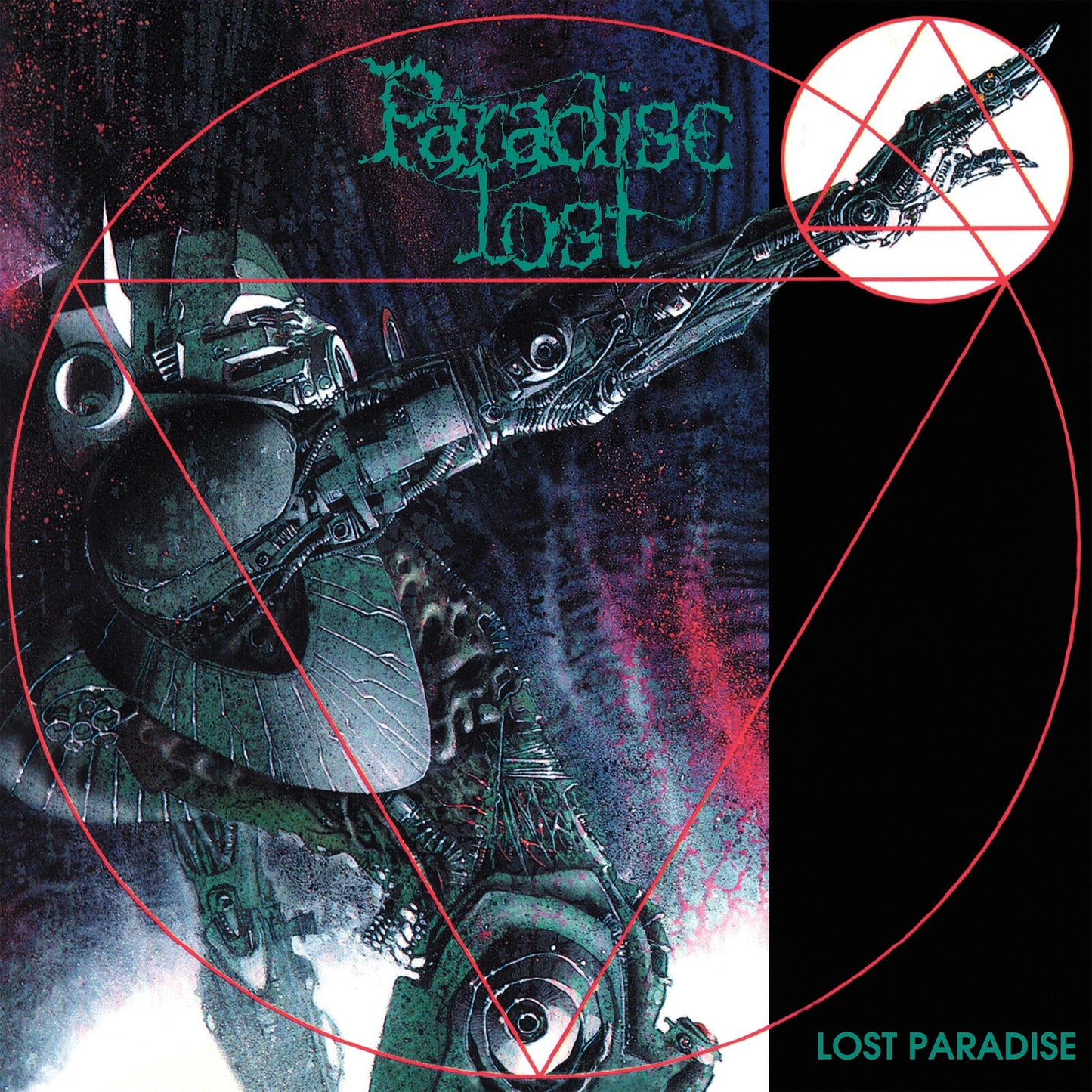 Album cover for Paradise Lost’s “Lost Paradise” featuring robotic imagery.