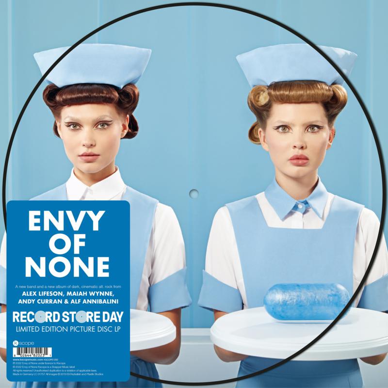 Record sleeve featuring twin women in nurse uniforms, bold text, and blue background.