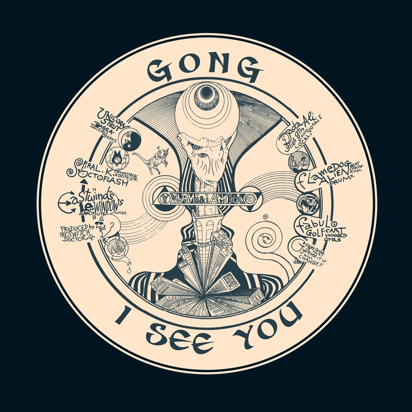 “I See You” vinyl record cover: detailed, circular illustration with text.