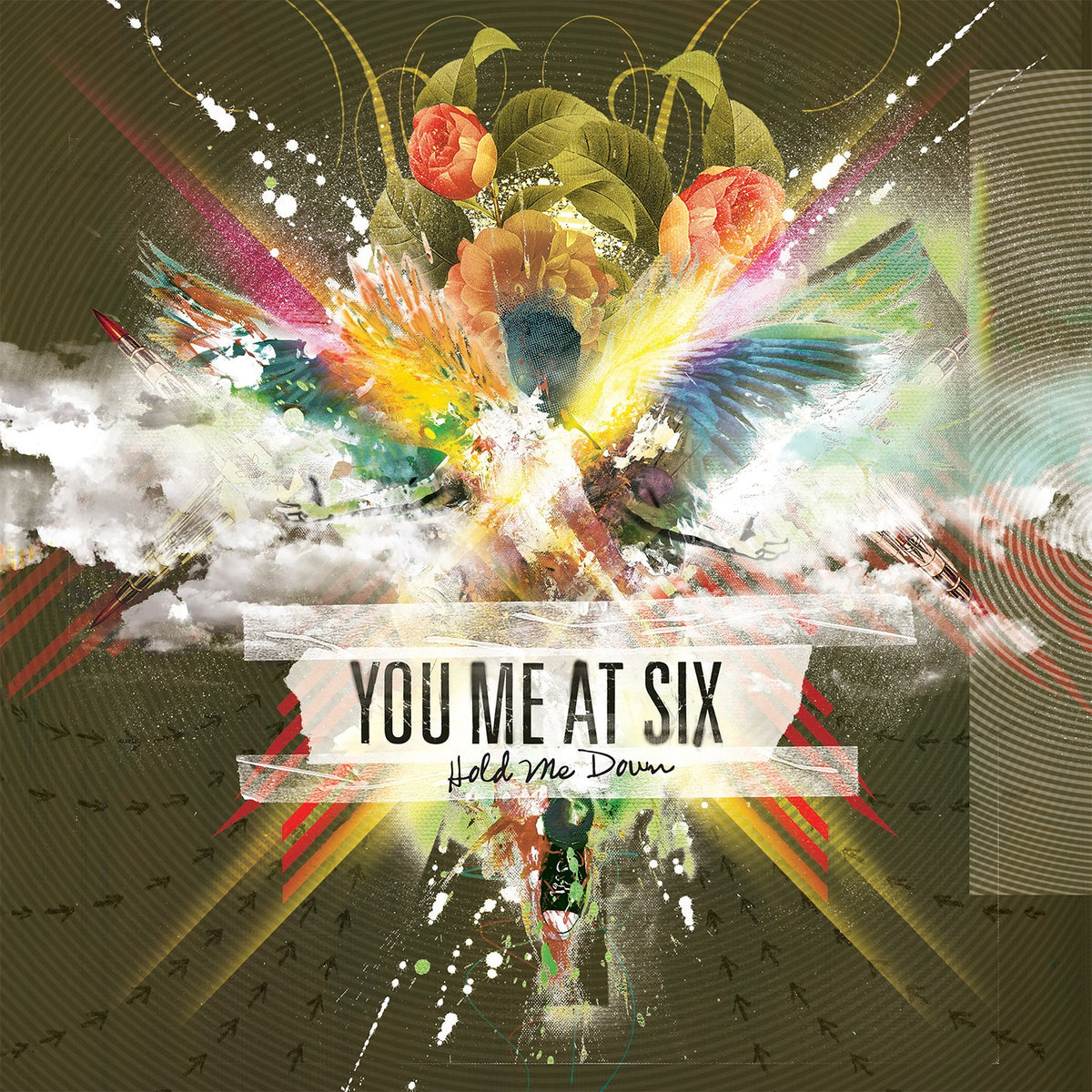 Album cover for You Me At Six’s “Hold Me Down” vinyl, abstract art.