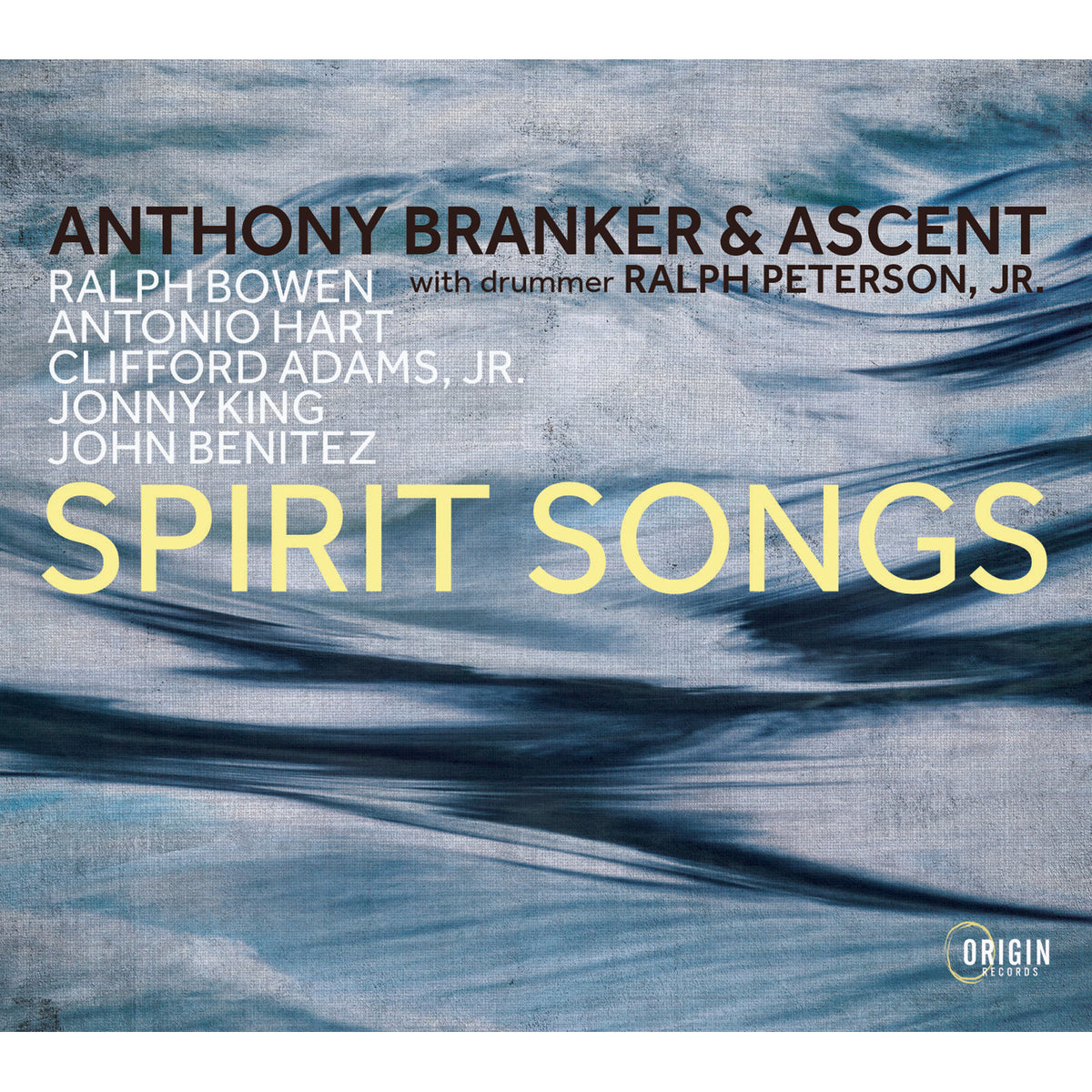CD cover for “Spirit Songs” by Anthony Branker & Ascent, blue textured background.
