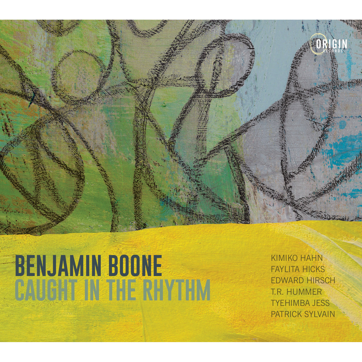 CD cover for “Benjamin Boone - Caught In The Rhythm” with abstract tree art.