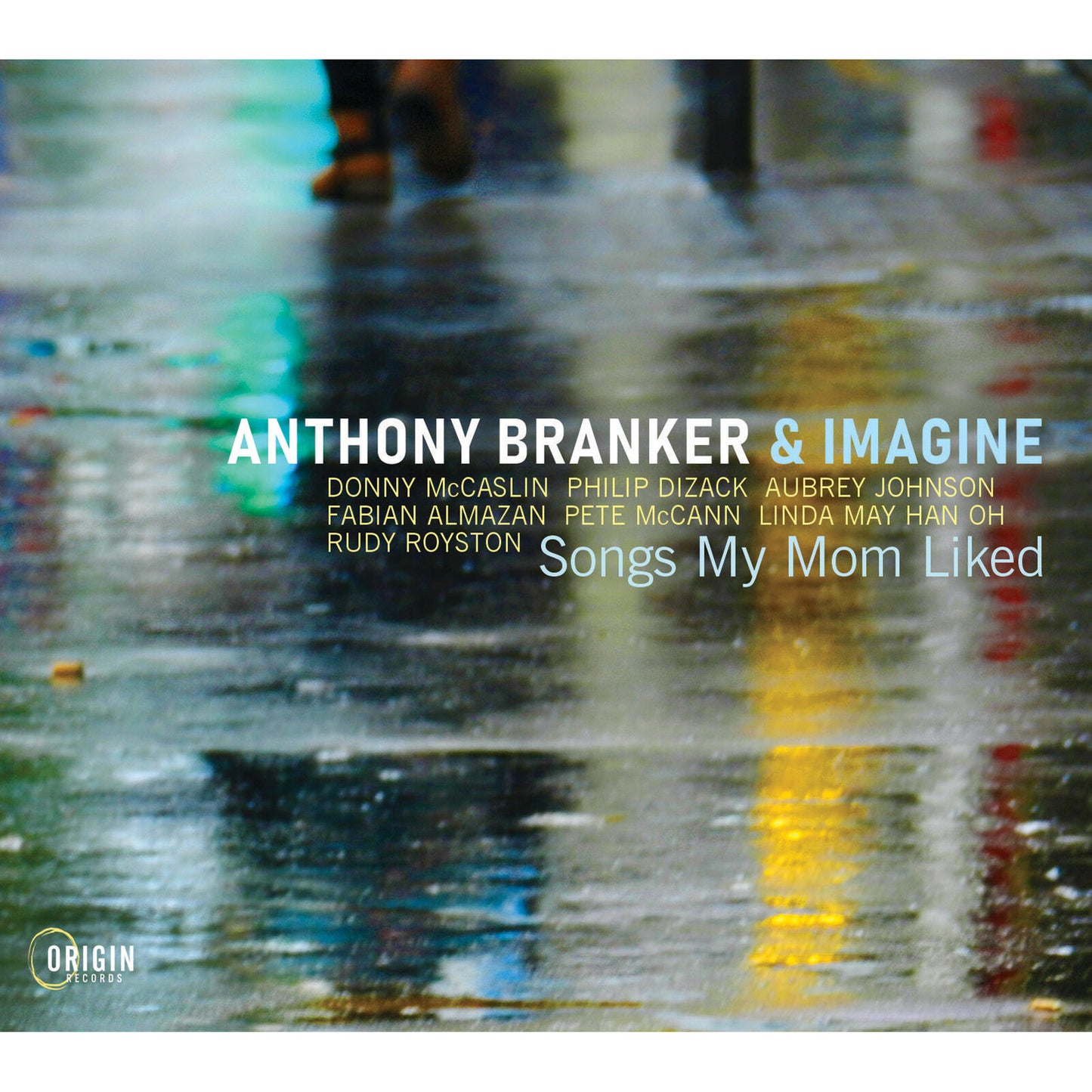 CD cover for "Anthony Branker & Imagine - Songs My Mom Liked," rainy scene.