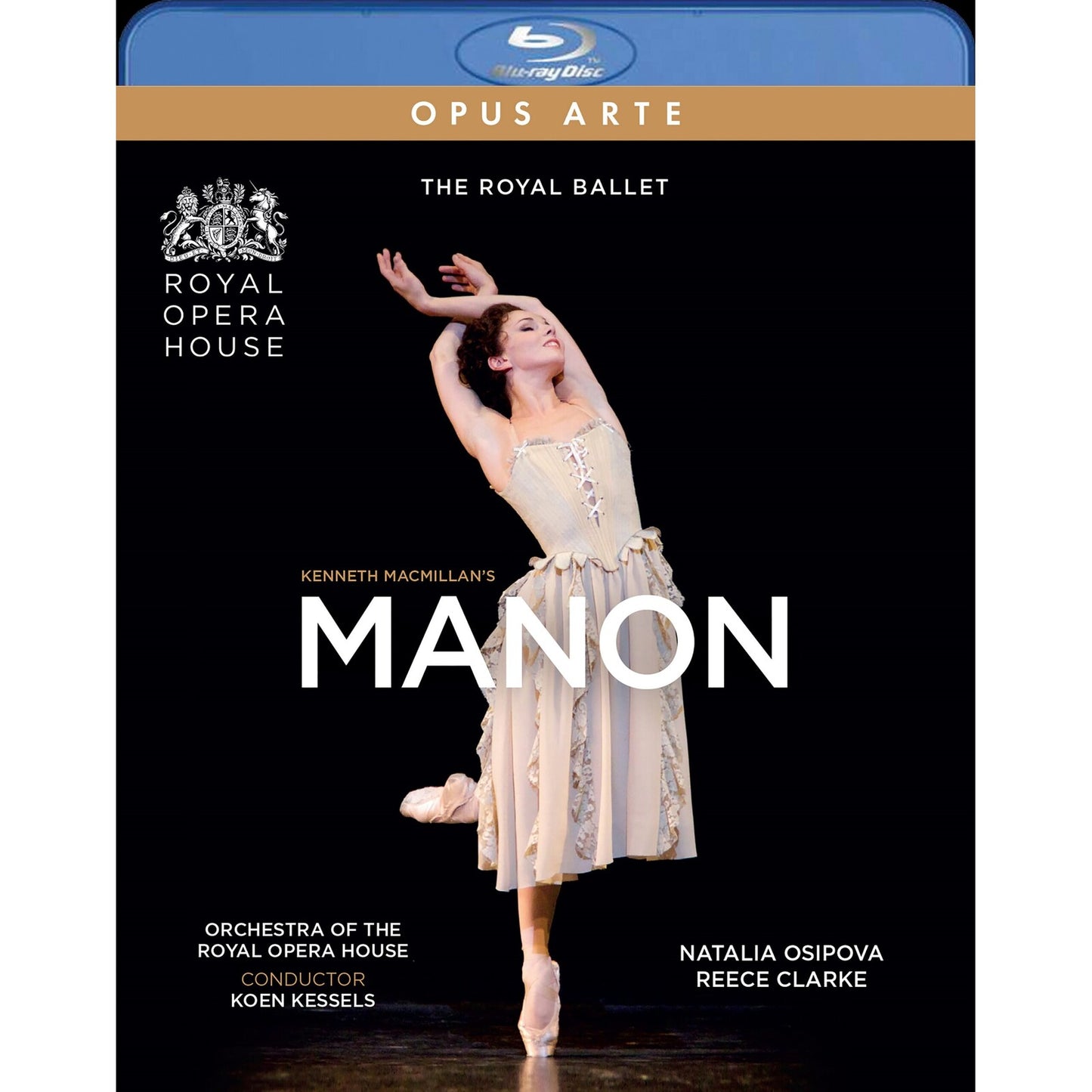 Blu-ray cover for "Manon" ballet featuring a dancer in a white dress.