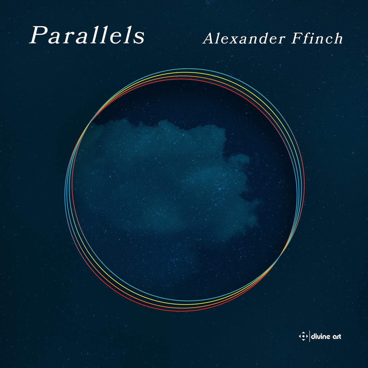 CD cover for Alexander Ffinch’s “Parallels” featuring colorful concentric circles.