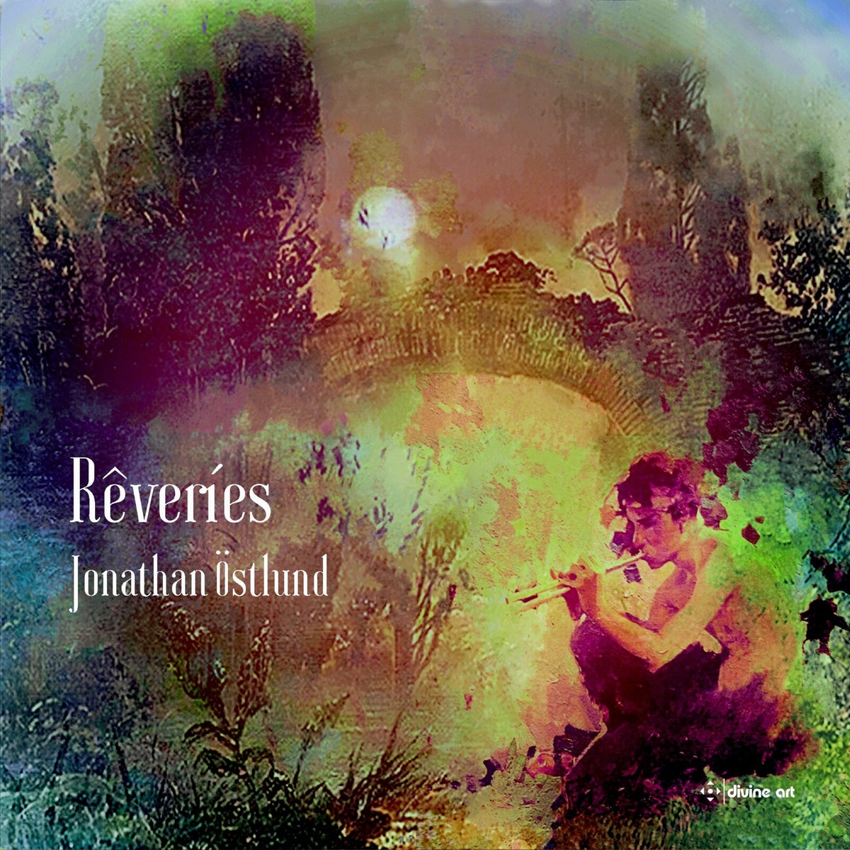 CD cover for "Reveries" by Jonathan Östlund, featuring a blurred landscape.